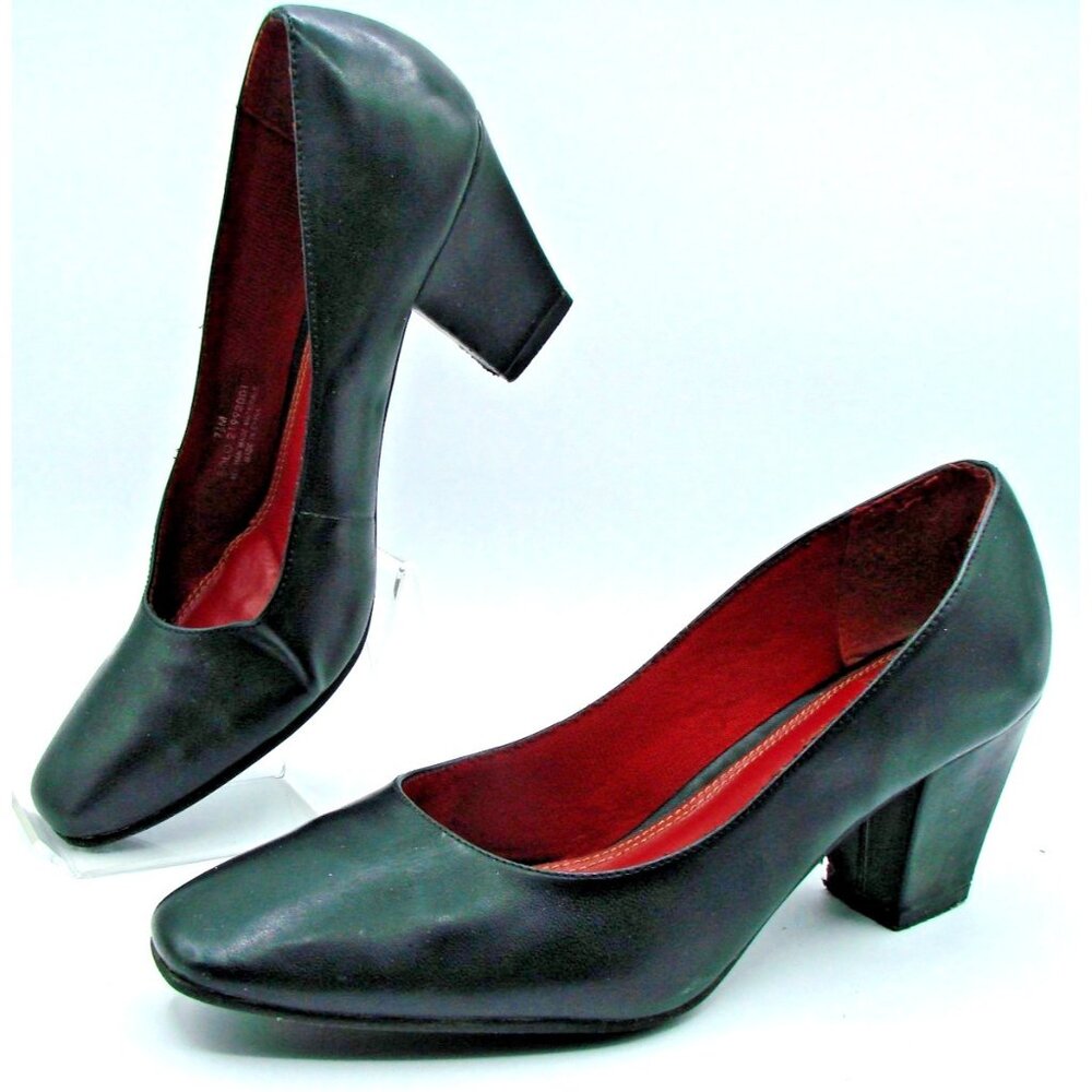 LifeStride Solo Pump Heels Shoes Size 7.5M Black Leather Slip On 21992001 Career